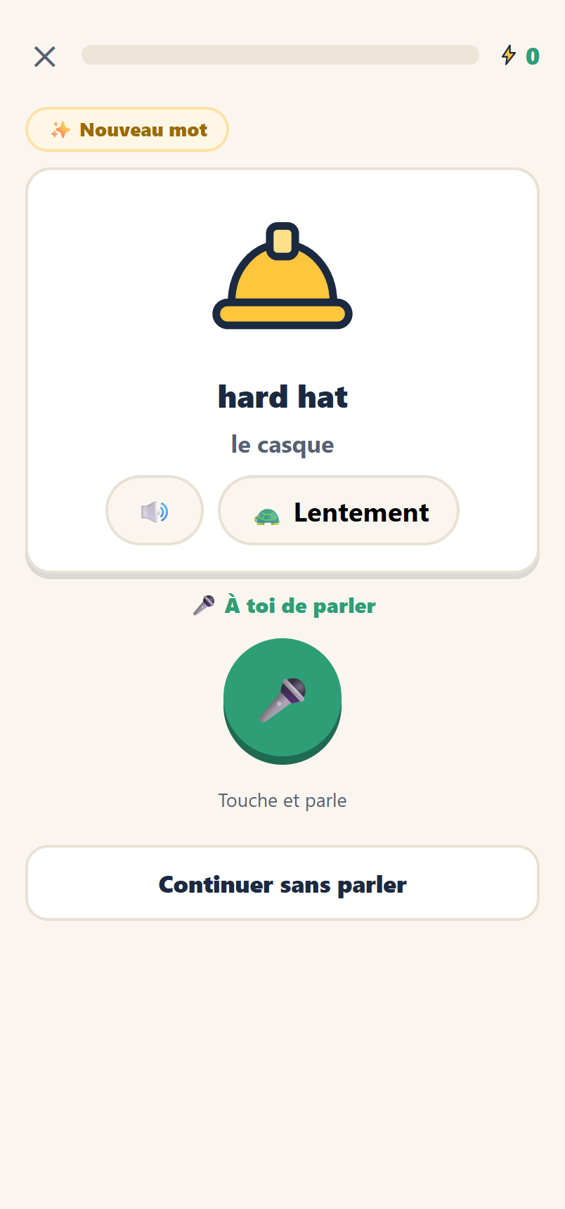 Leçon de vocabulaire du bâtiment : casque