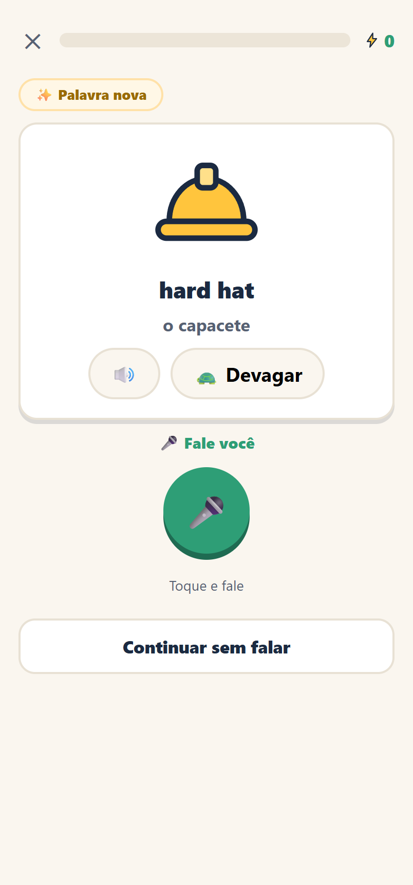Lição de vocabulário de construção: capacete