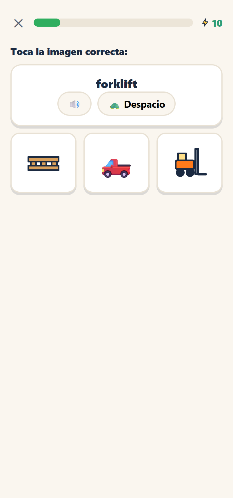 Actividad de almacén para identificar un forklift
