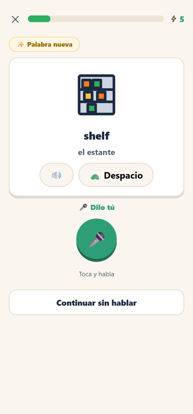 Práctica de pronunciación de la palabra shelf